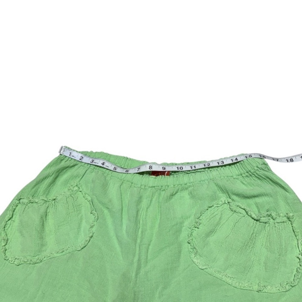 Green Cotton Gauze Balloon Pants Wide Leg Boho Lagenlook Elastic Waist Size L - Picture 3 of 10